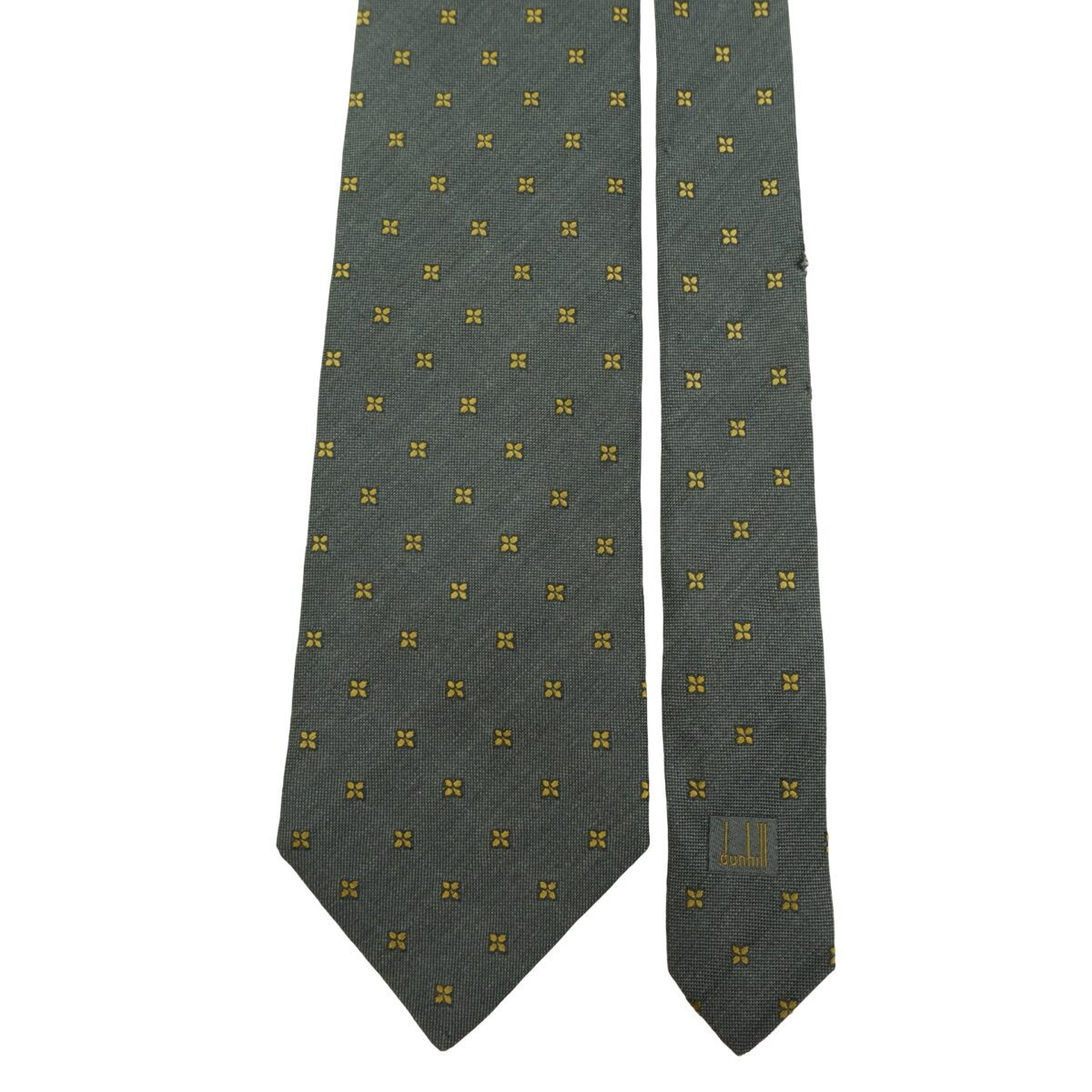 Dunhill Tie Silk Wool Black Dark Gray Geometric England (US Import Tax Included) | mesabb clothing Dunhill Tie Silk Wool Black Dark Gray Geometric England (US Import Tax Included) มุมที่ 3