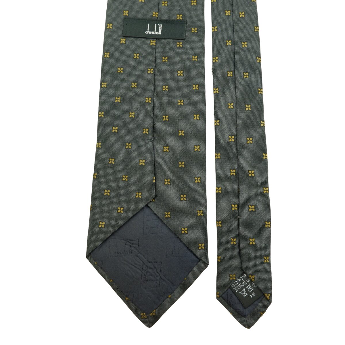 Dunhill Tie Silk Wool Black Dark Gray Geometric England (US Import Tax Included) | mesabb clothing Dunhill Tie Silk Wool Black Dark Gray Geometric England (US Import Tax Included) มุมที่ 4