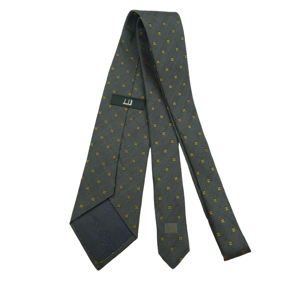 Dunhill Tie Silk Wool Black Dark Gray Geometric England (US Import Tax Included) | mesabb clothing Dunhill Tie Silk Wool Black Dark Gray Geometric England (US Import Tax Included) มุมที่ 7