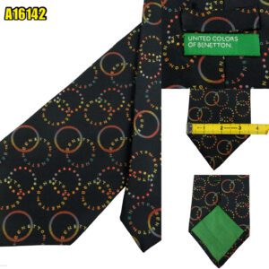 United Colors Of Benetton Tie Silk Black Circle Pattern Japan (US Import Tax Included) มุมที่ 1