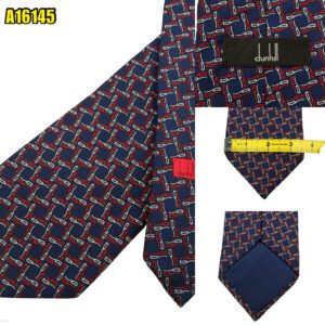 Dunhill Tie Silk Blue Geometric England (US Import Tax Included) มุมที่ 1