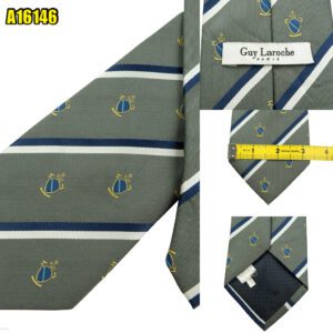 Guy Laroche Tie PE Silk Gray Stripe Badge China (US Import Tax Included) มุมที่ 1