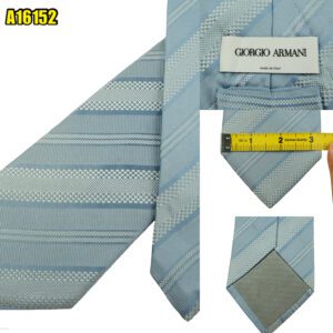 Giorgio Armani Tie Silk Blue Stripe Italy (US Import Tax Included) มุมที่ 1