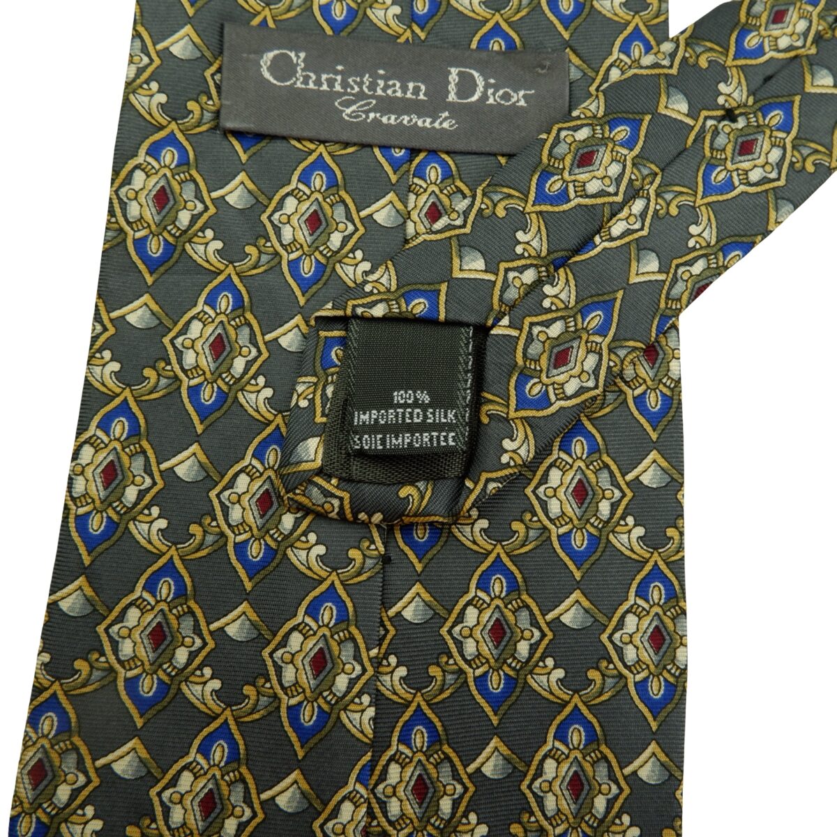 a16153 10 Christian Dior Tie Silk Gray Geometric Canada (US Import Tax Included) มุมที่ 10