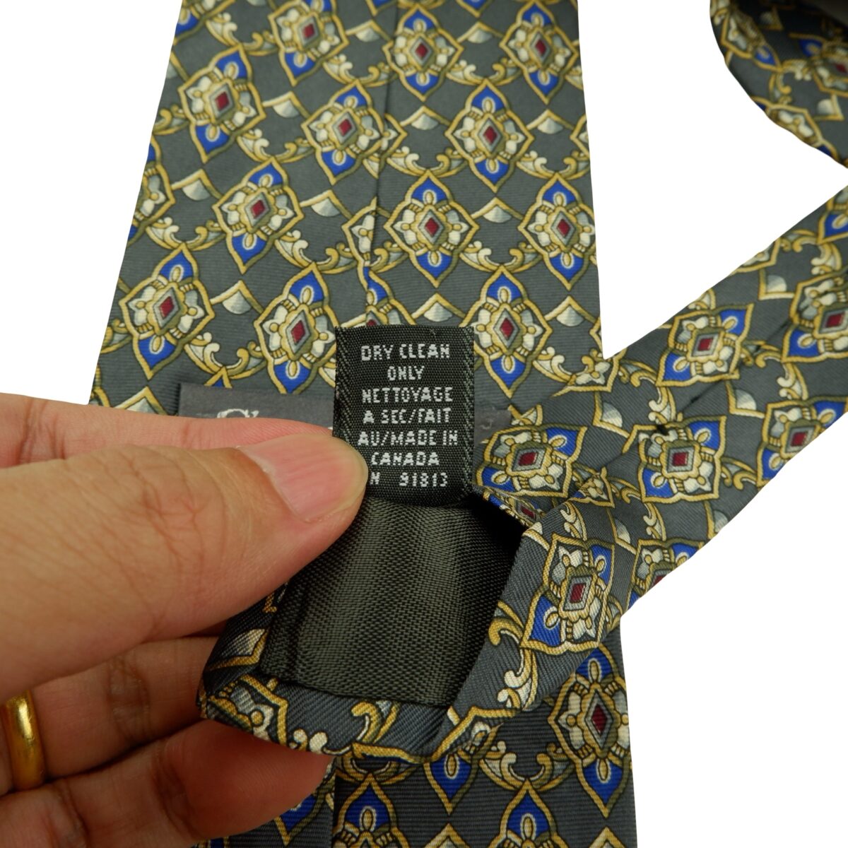 a16153 11 Christian Dior Tie Silk Gray Geometric Canada (US Import Tax Included) มุมที่ 11