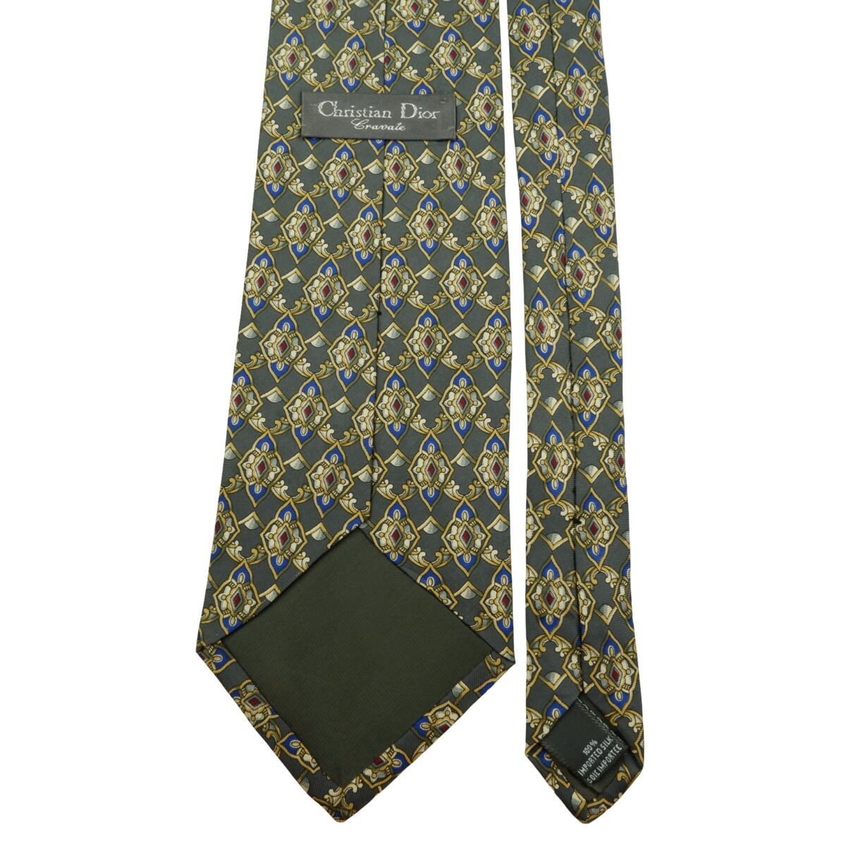 a16153 4 Christian Dior Tie Silk Gray Geometric Canada (US Import Tax Included) มุมที่ 4
