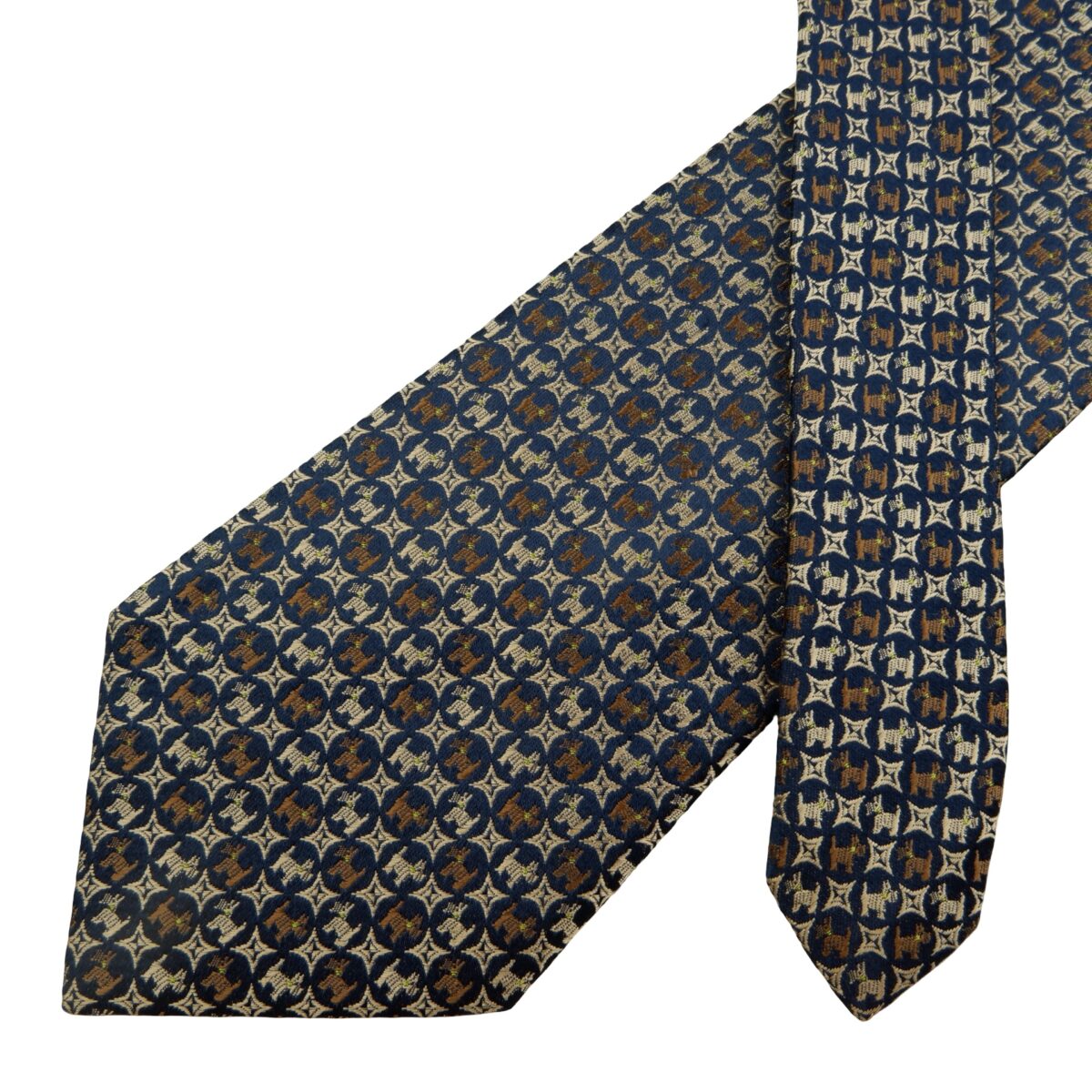a16155 2 Nina Ricci Tie Silk Black Dog Pattern Korea (US Import Tax Included) มุมที่ 2