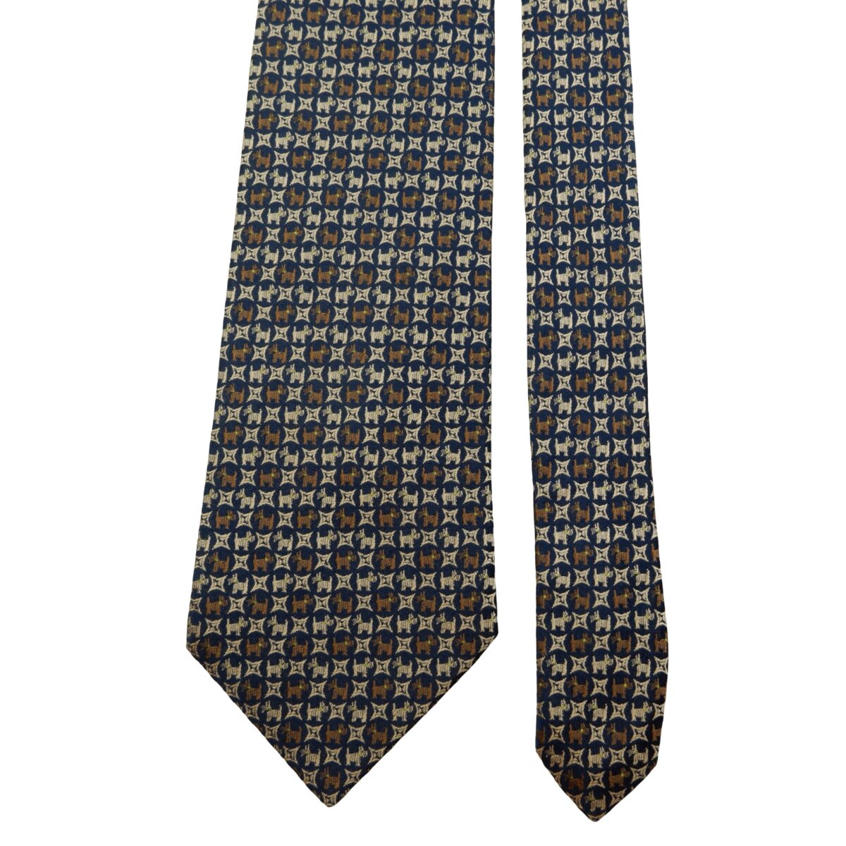 a16155 3 Nina Ricci Tie Silk Black Dog Pattern Korea (US Import Tax Included) มุมที่ 3