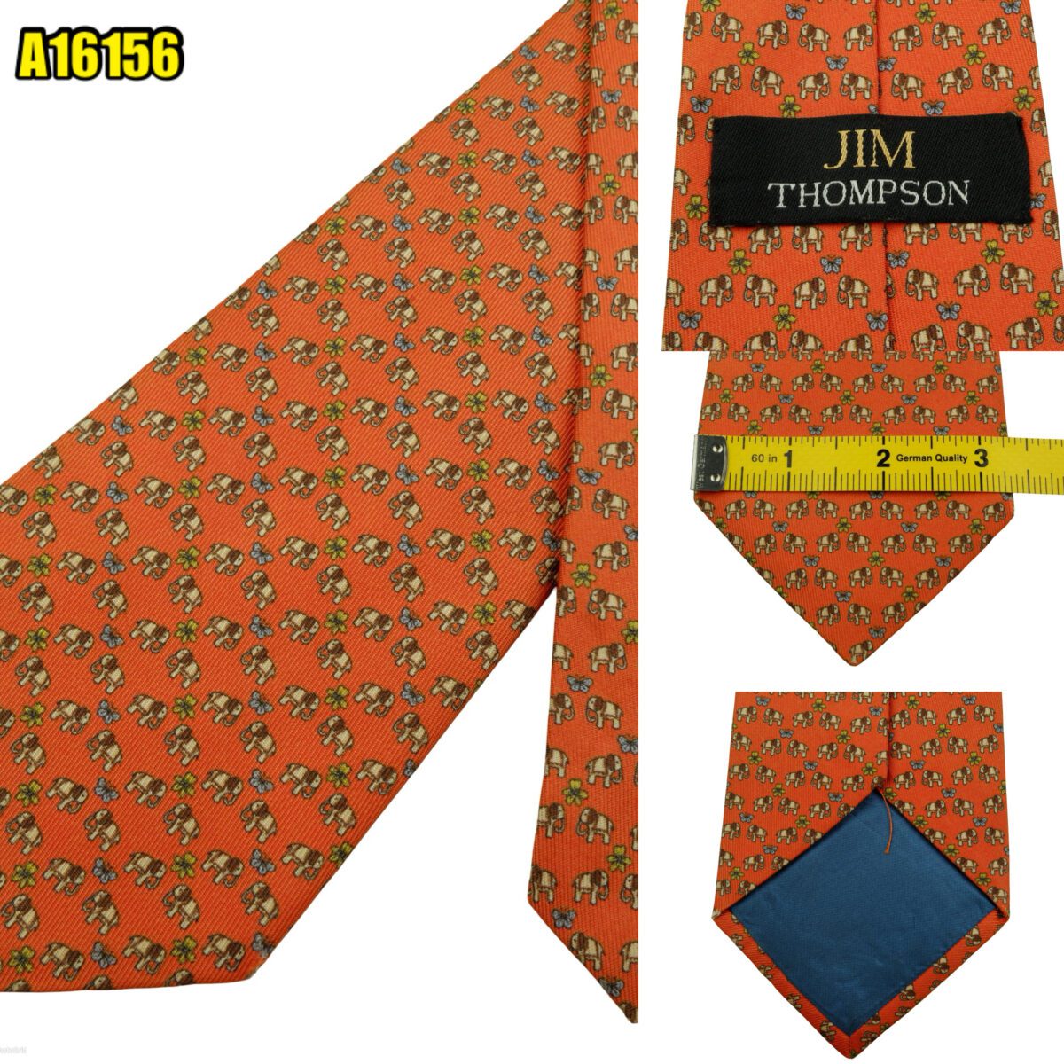 Jim Thompson Tie Silk Orange Animal Pattern Thailand (US Import Tax Included) | mesabb clothing Jim Thompson Tie Silk Orange Animal Pattern Thailand (US Import Tax Included) มุมที่ 1