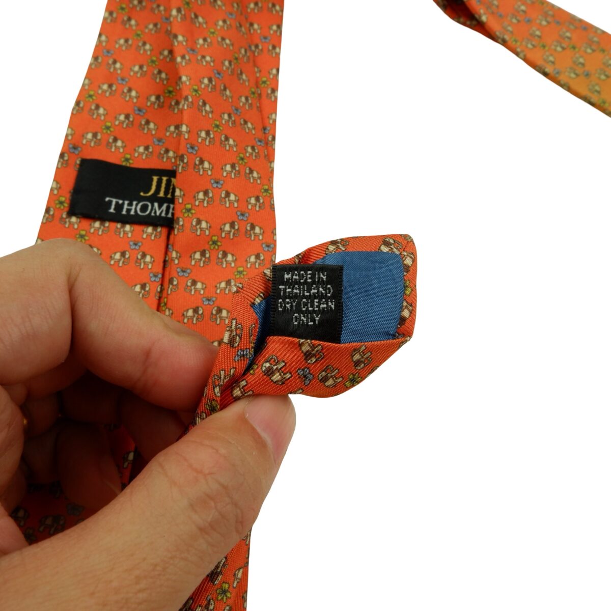 Jim Thompson Tie Silk Orange Animal Pattern Thailand (US Import Tax Included) | mesabb clothing Jim Thompson Tie Silk Orange Animal Pattern Thailand (US Import Tax Included) มุมที่ 10