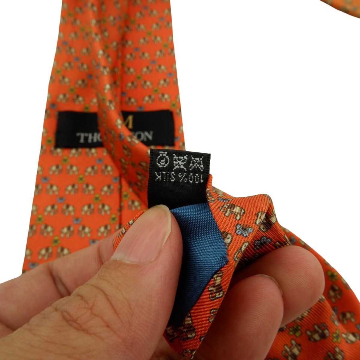 Jim Thompson Tie Silk Orange Animal Pattern Thailand (US Import Tax Included) | mesabb clothing Jim Thompson Tie Silk Orange Animal Pattern Thailand (US Import Tax Included) มุมที่ 11