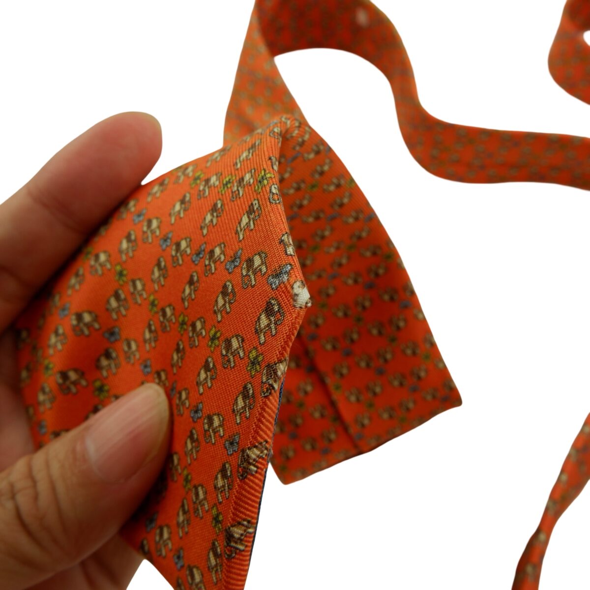 Jim Thompson Tie Silk Orange Animal Pattern Thailand (US Import Tax Included) | mesabb clothing Jim Thompson Tie Silk Orange Animal Pattern Thailand (US Import Tax Included) มุมที่ 14