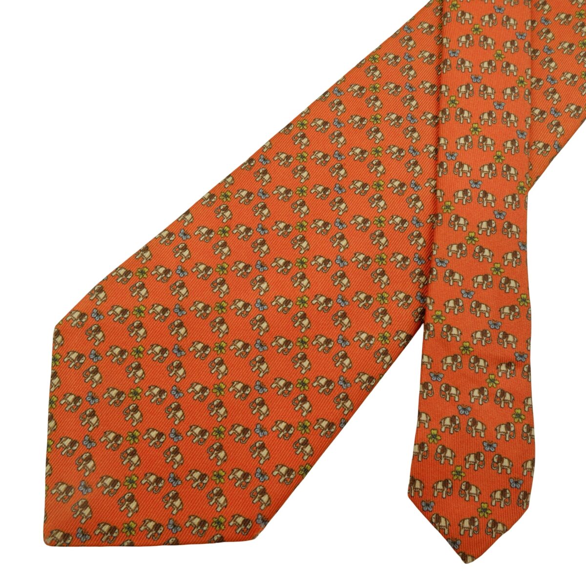 Jim Thompson Tie Silk Orange Animal Pattern Thailand (US Import Tax Included) | mesabb clothing Jim Thompson Tie Silk Orange Animal Pattern Thailand (US Import Tax Included) มุมที่ 2
