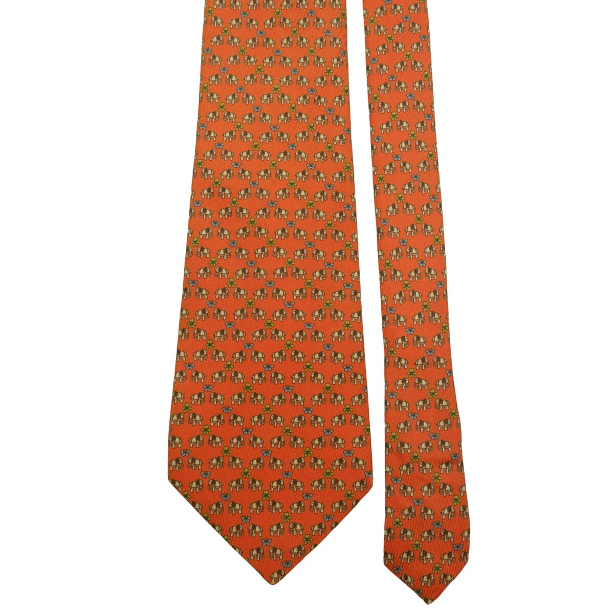 Jim Thompson Tie Silk Orange Animal Pattern Thailand (US Import Tax Included) | mesabb clothing Jim Thompson Tie Silk Orange Animal Pattern Thailand (US Import Tax Included) มุมที่ 3