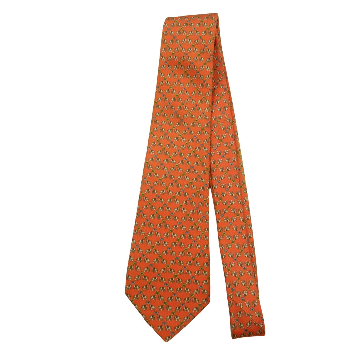 Jim Thompson Tie Silk Orange Animal Pattern Thailand (US Import Tax Included) | mesabb clothing Jim Thompson Tie Silk Orange Animal Pattern Thailand (US Import Tax Included) มุมที่ 5