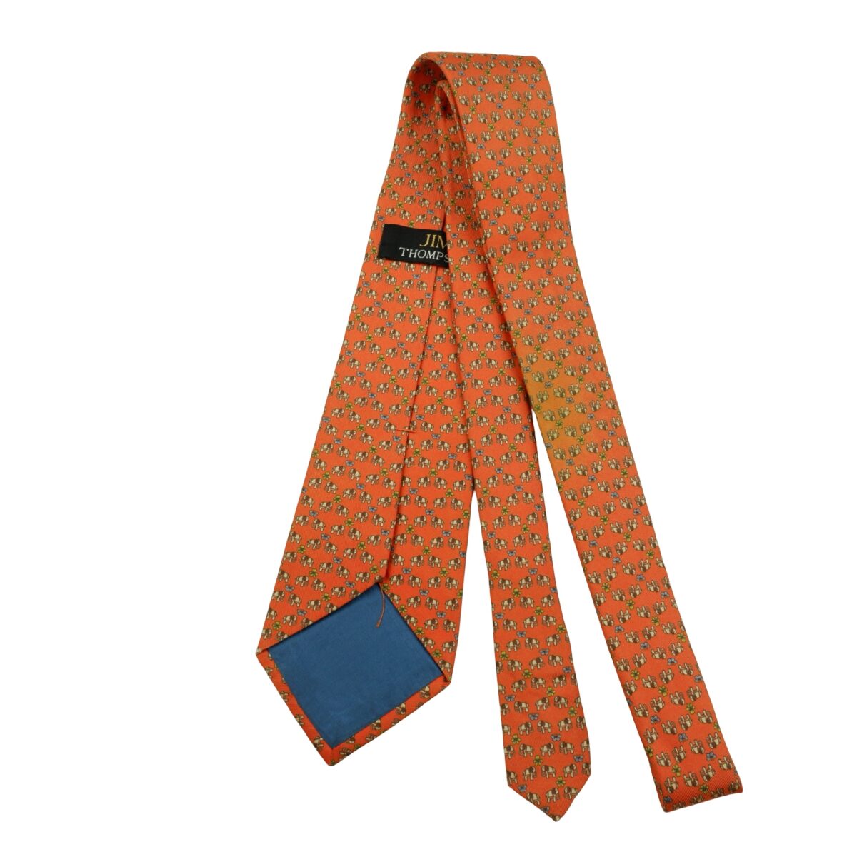 Jim Thompson Tie Silk Orange Animal Pattern Thailand (US Import Tax Included) | mesabb clothing Jim Thompson Tie Silk Orange Animal Pattern Thailand (US Import Tax Included) มุมที่ 7