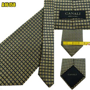 Canali Tie Silk Gray Geometric Italy (US Import Tax Included) มุมที่ 1