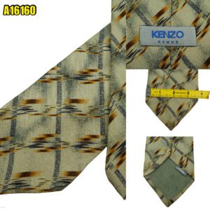 Kenzo Tie Silk Olive Green Geometric Japan (US Import Tax Included) มุมที่ 1