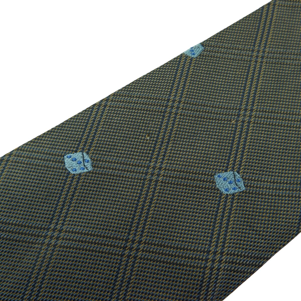 a16162 12 Yves Saint Laurent Tie Silk Gray Dice Pattern Italy (US Import Tax Included) มุมที่ 12
