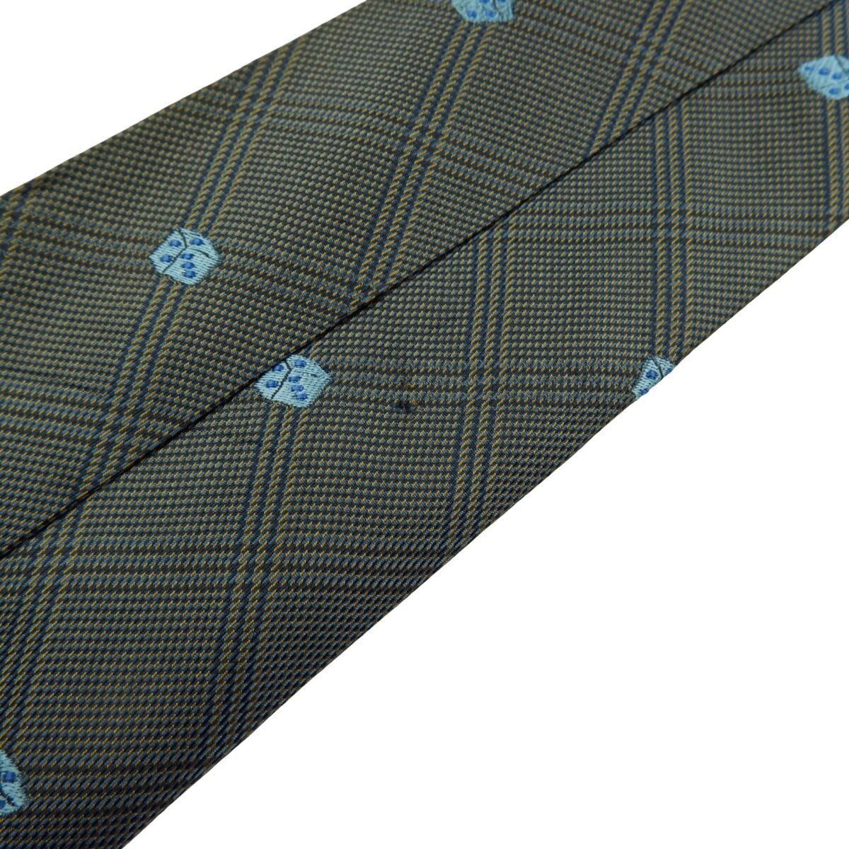 a16162 13 Yves Saint Laurent Tie Silk Gray Dice Pattern Italy (US Import Tax Included) มุมที่ 13