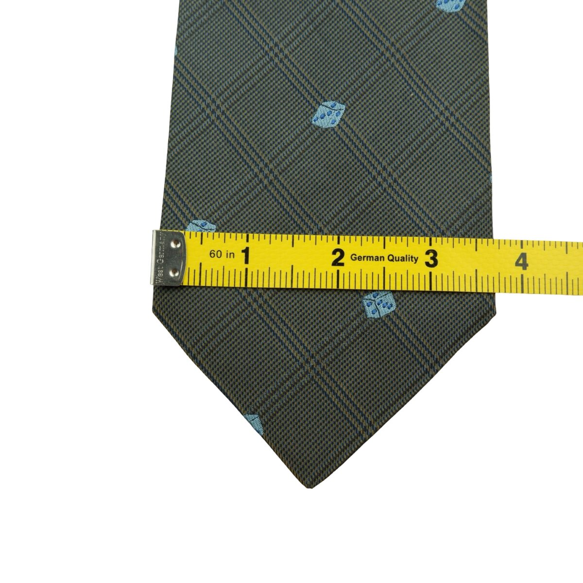 a16162 14 Yves Saint Laurent Tie Silk Gray Dice Pattern Italy (US Import Tax Included) มุมที่ 14