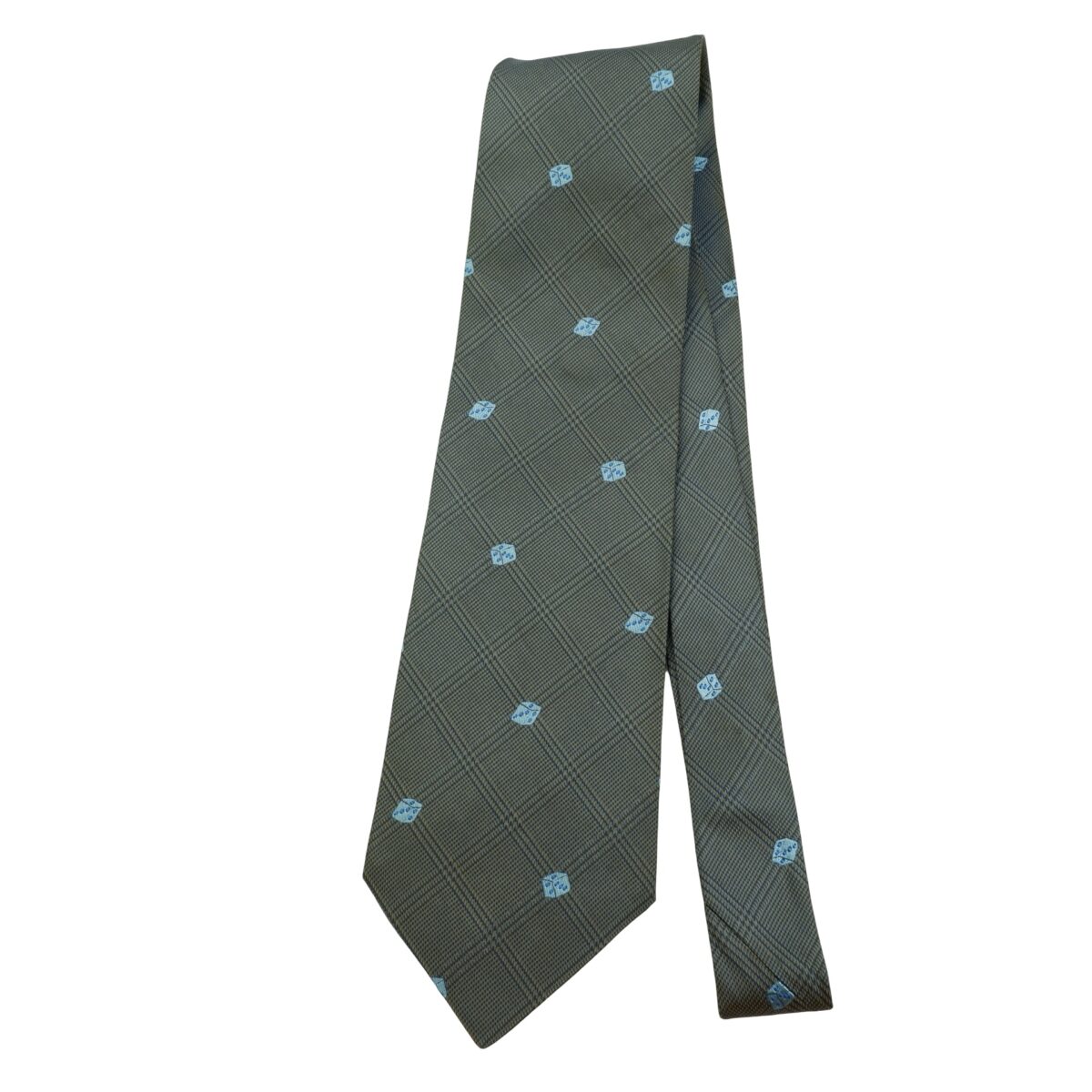 a16162 5 Yves Saint Laurent Tie Silk Gray Dice Pattern Italy (US Import Tax Included) มุมที่ 5