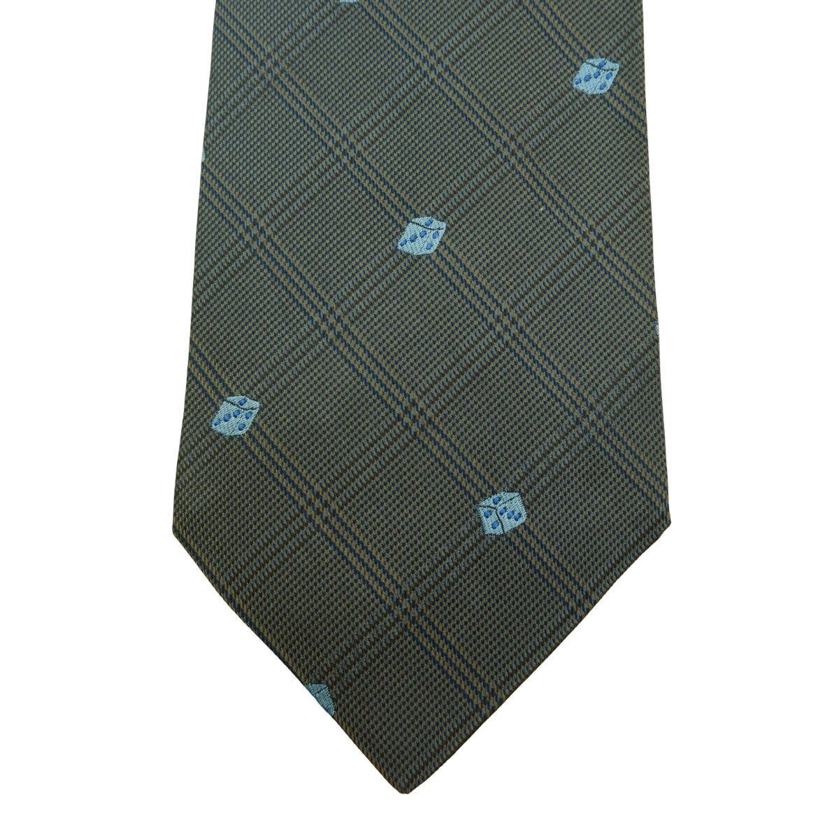 a16162 6 Yves Saint Laurent Tie Silk Gray Dice Pattern Italy (US Import Tax Included) มุมที่ 6