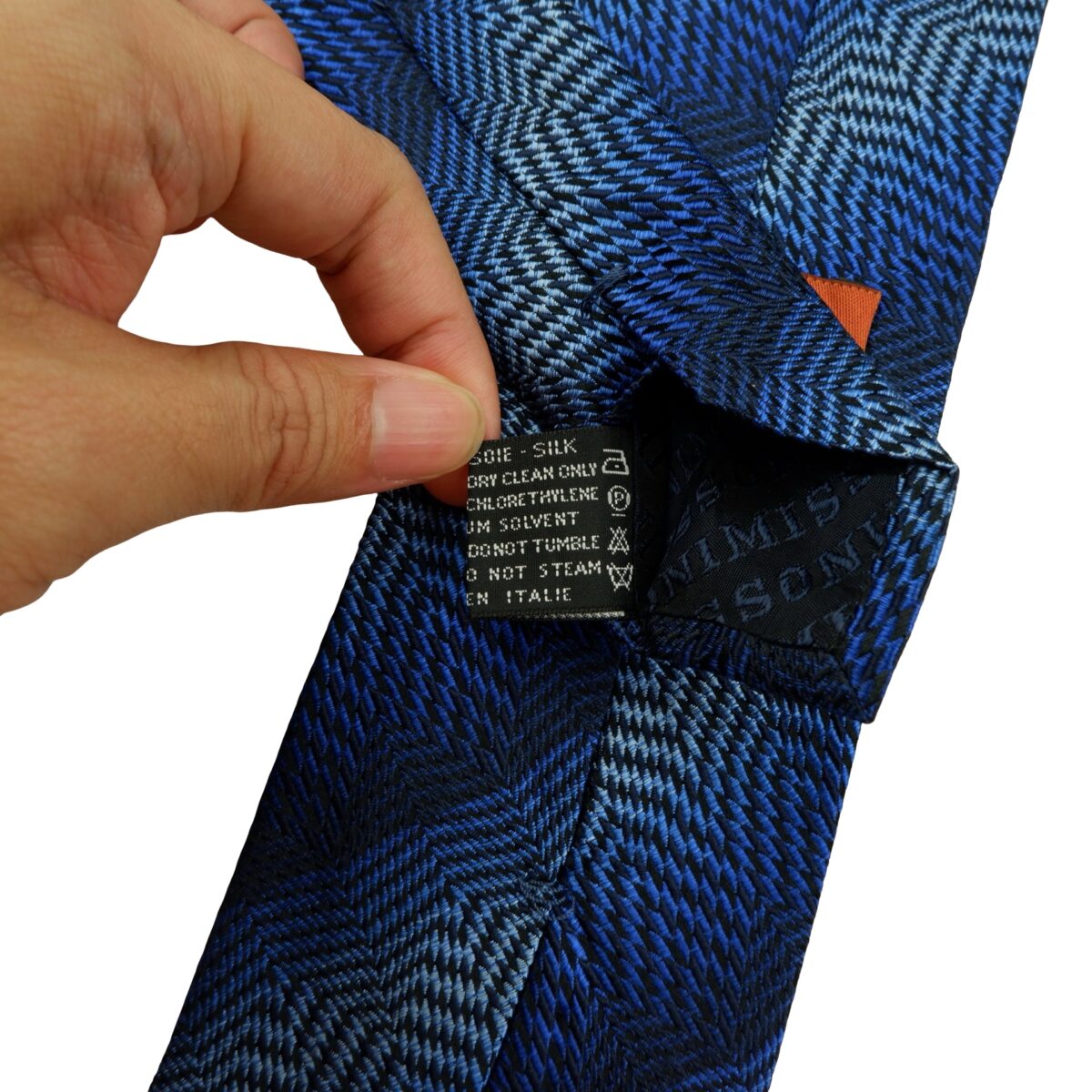 a16163 11 Missoni Tie Silk Blue Zigzag Pattern Italy (US Import Tax Included) มุมที่ 11