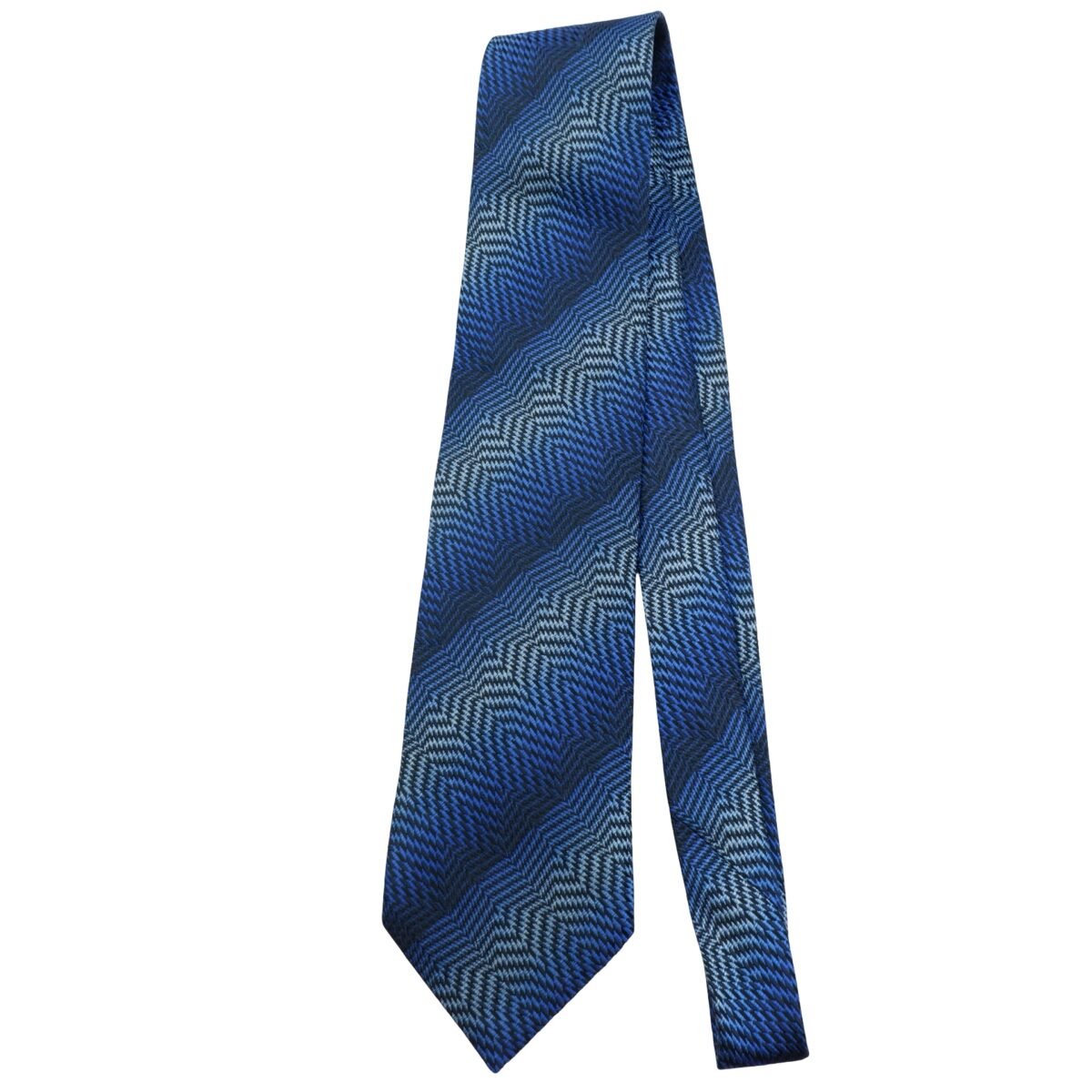 a16163 5 Missoni Tie Silk Blue Zigzag Pattern Italy (US Import Tax Included) มุมที่ 5