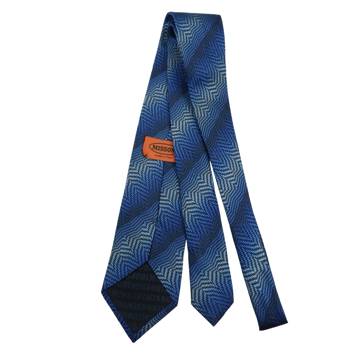 a16163 7 Missoni Tie Silk Blue Zigzag Pattern Italy (US Import Tax Included) มุมที่ 7