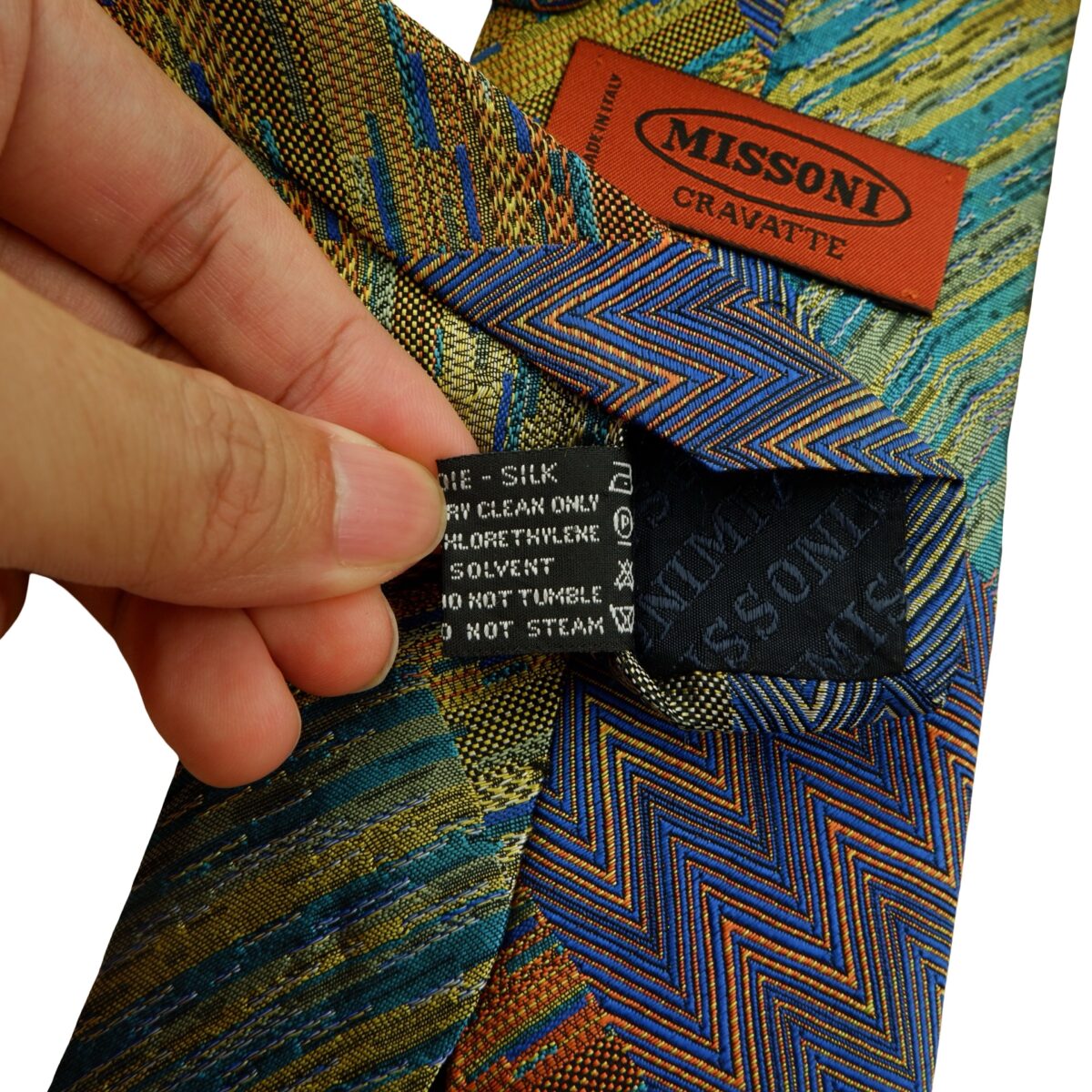 a16166 11 Missoni Tie Silk Multicolor Zigzag Pattern Italy (US Import Tax Included) มุมที่ 11