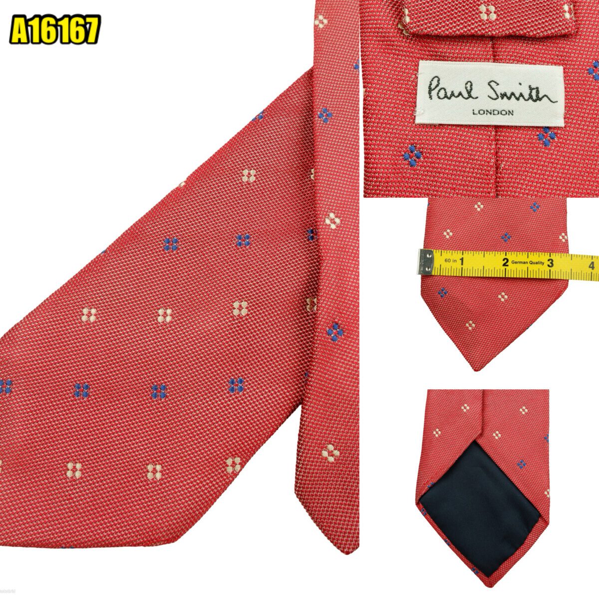 created by photogrid Paul Smith Tie Silk Red Geometric Italy (US Import Tax Included) มุมที่ 1