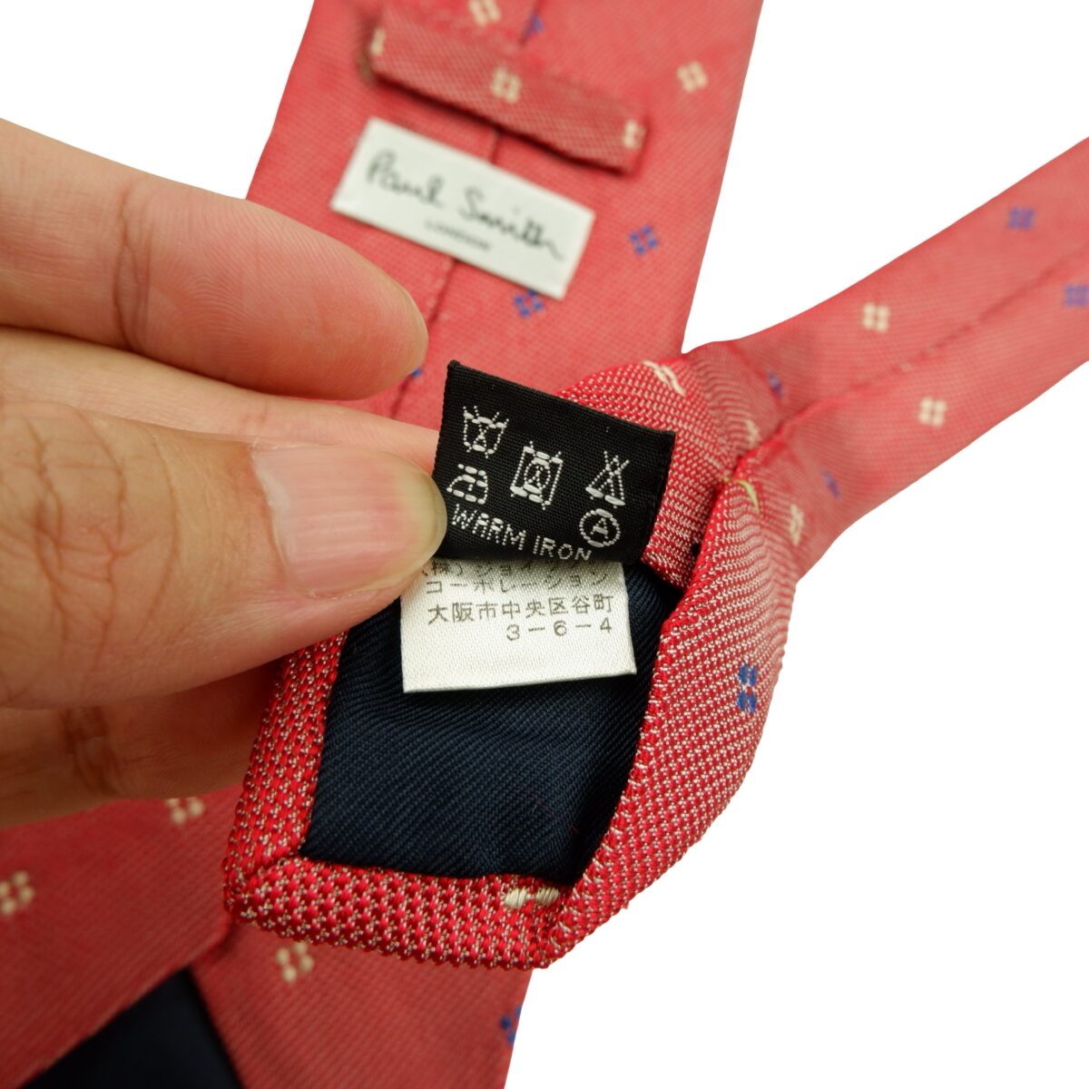 a16167 12 Paul Smith Tie Silk Red Geometric Italy (US Import Tax Included) มุมที่ 12