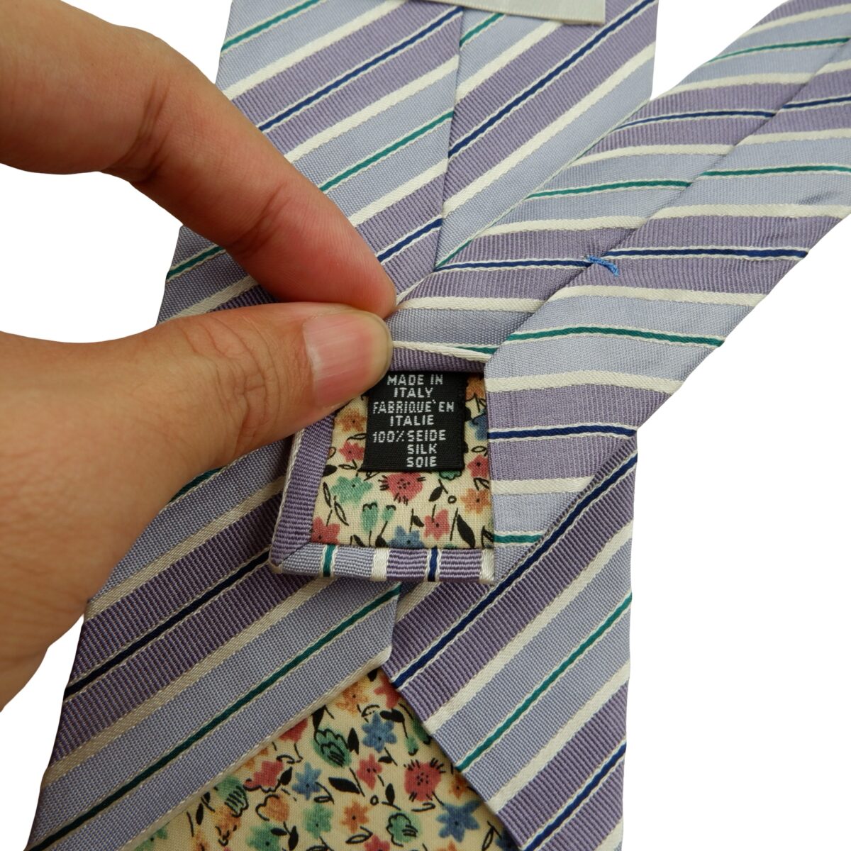 a16169 10 Paul Smith Tie Silk Purple Blue Stripe Italy (US Import Tax Included) มุมที่ 10