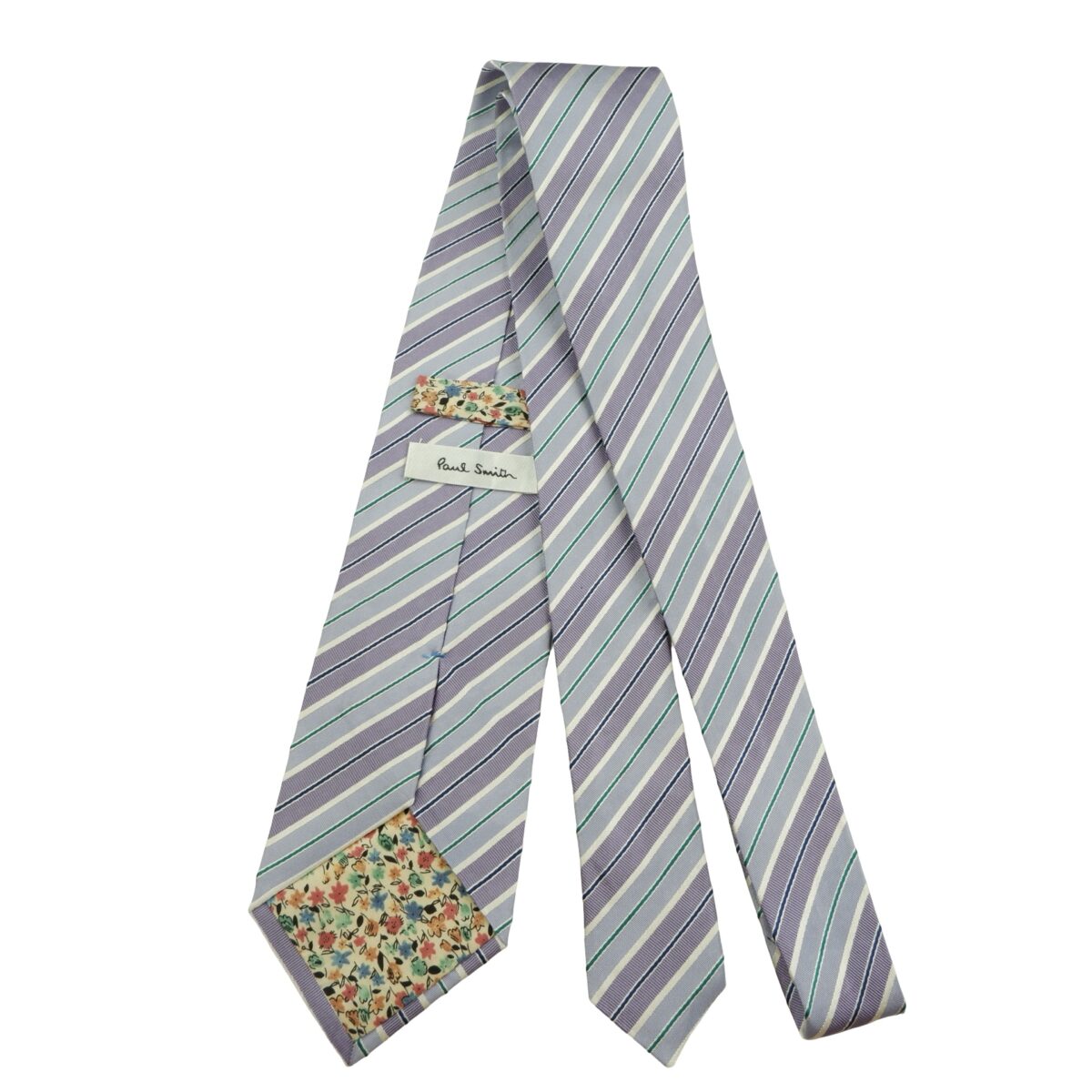 a16169 7 Paul Smith Tie Silk Purple Blue Stripe Italy (US Import Tax Included) มุมที่ 7