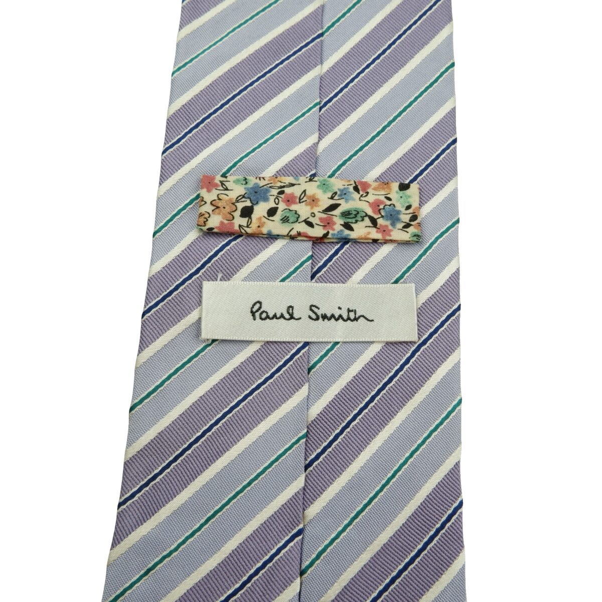 a16169 9 Paul Smith Tie Silk Purple Blue Stripe Italy (US Import Tax Included) มุมที่ 9