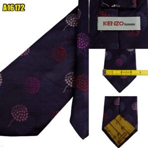 Kenzo Tie Silk Purple Floral Pattern Italy (US Import Tax Included) มุมที่ 1