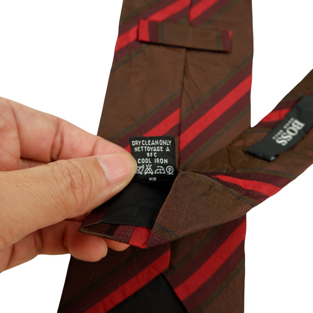 a16180 11 Hugo Boss Tie Silk Brown Stripe Italy (US Import Tax Included) มุมที่ 11