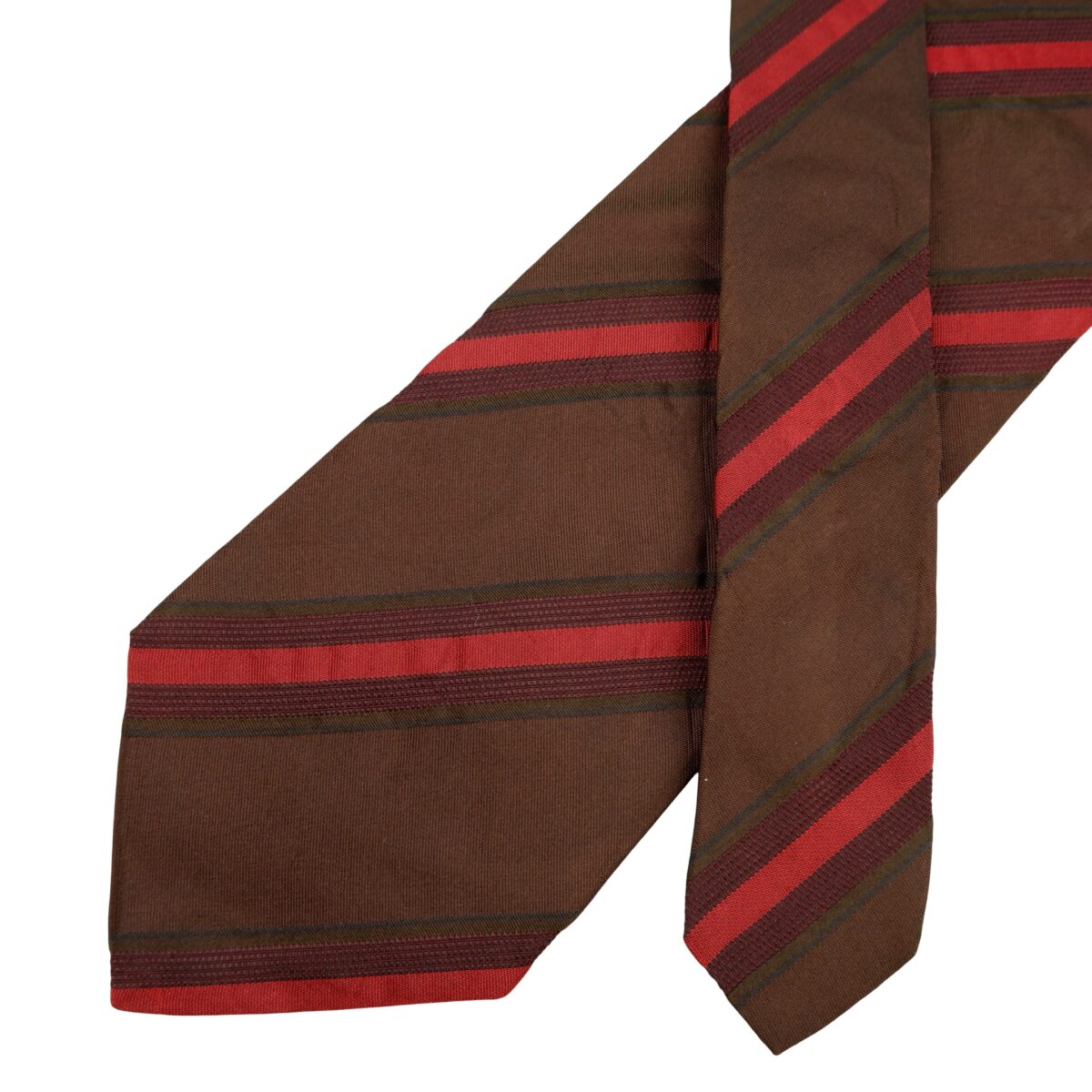 a16180 2 Hugo Boss Tie Silk Brown Stripe Italy (US Import Tax Included) มุมที่ 2