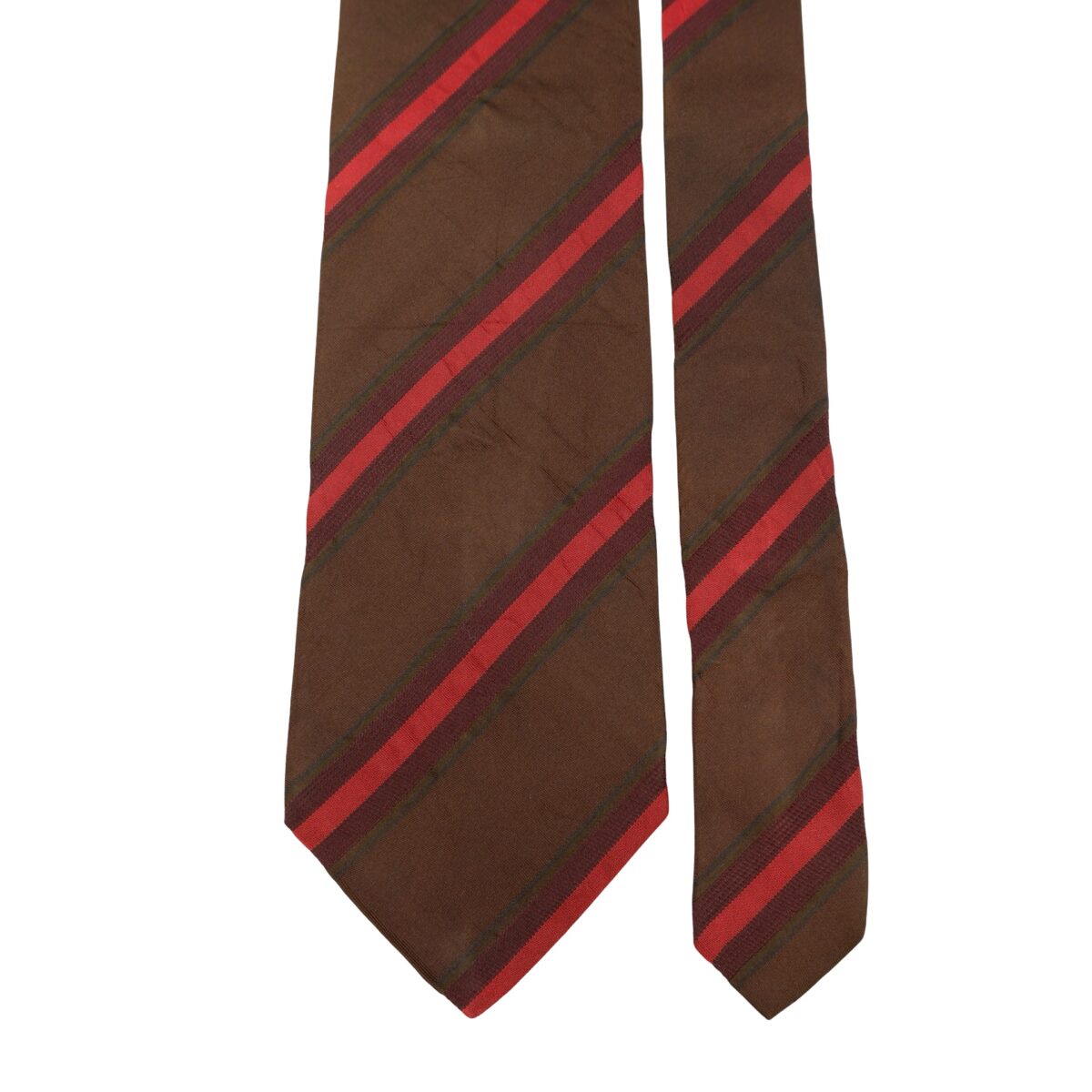 a16180 3 Hugo Boss Tie Silk Brown Stripe Italy (US Import Tax Included) มุมที่ 3