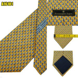 Ermenegildo Zegna Tie Silk Yellow Bug Pattern Italy (US Import Tax Included) มุมที่ 1