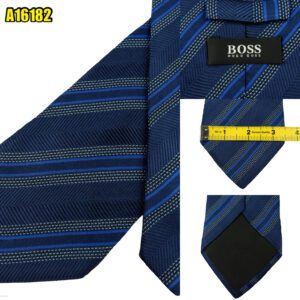 Hugo Boss Tie Silk Blue Stripe Italy (US Import Tax Included) มุมที่ 1