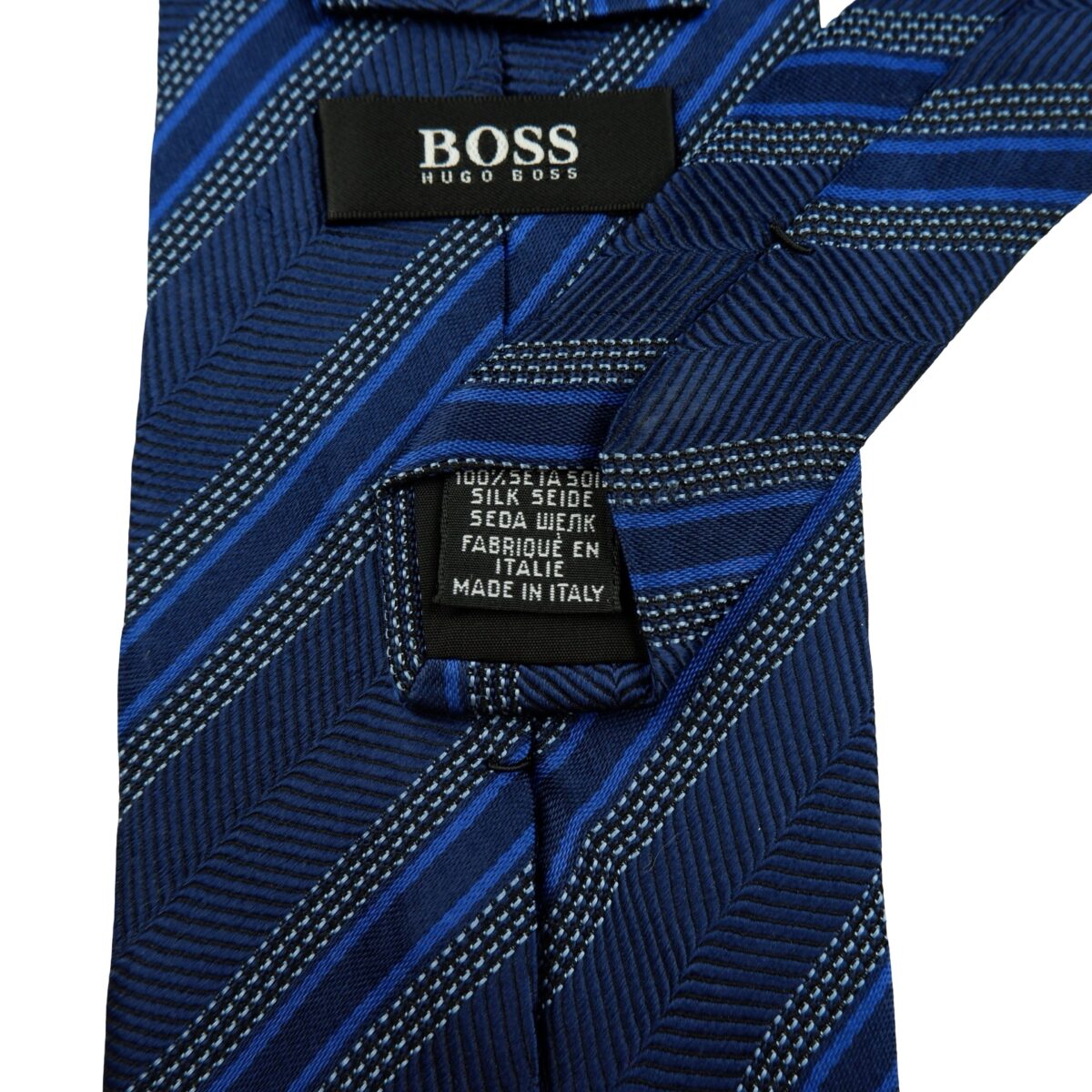 a16182 10 Hugo Boss Tie Silk Blue Stripe Italy (US Import Tax Included) มุมที่ 10
