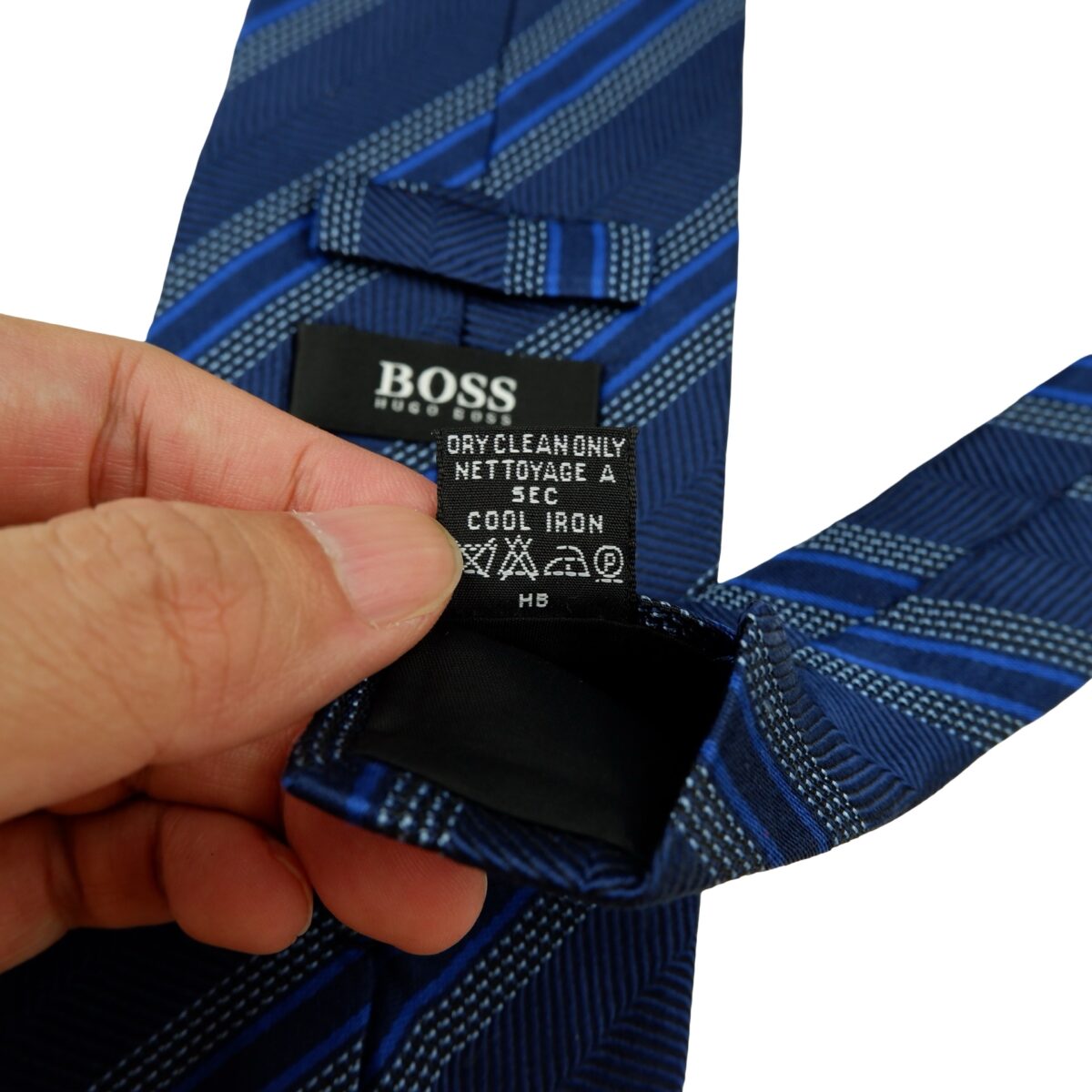 a16182 11 Hugo Boss Tie Silk Blue Stripe Italy (US Import Tax Included) มุมที่ 11