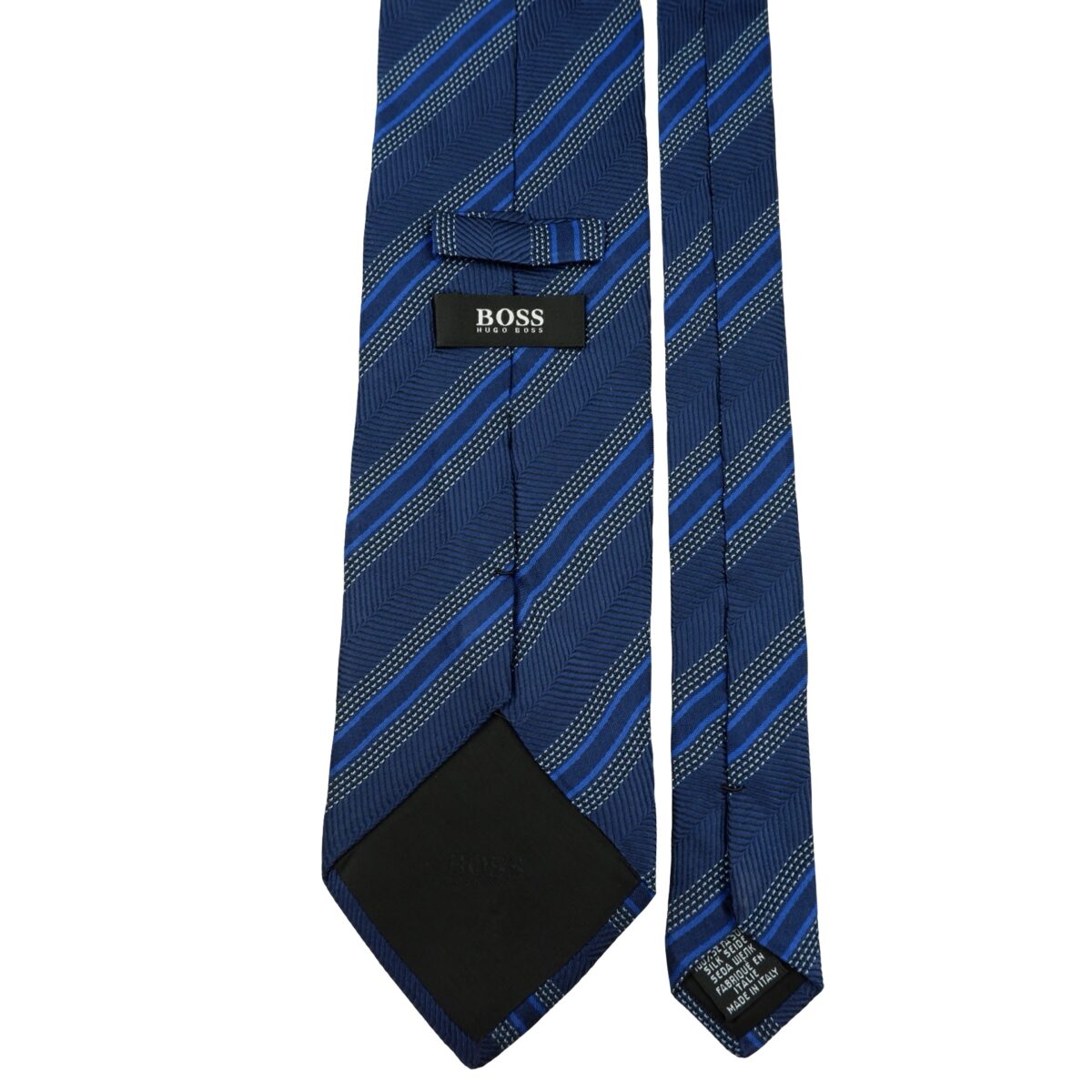 a16182 4 Hugo Boss Tie Silk Blue Stripe Italy (US Import Tax Included) มุมที่ 4