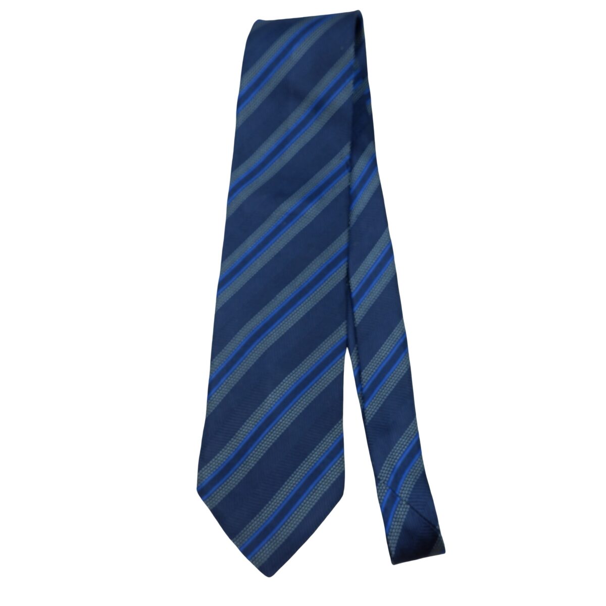 a16182 5 Hugo Boss Tie Silk Blue Stripe Italy (US Import Tax Included) มุมที่ 5