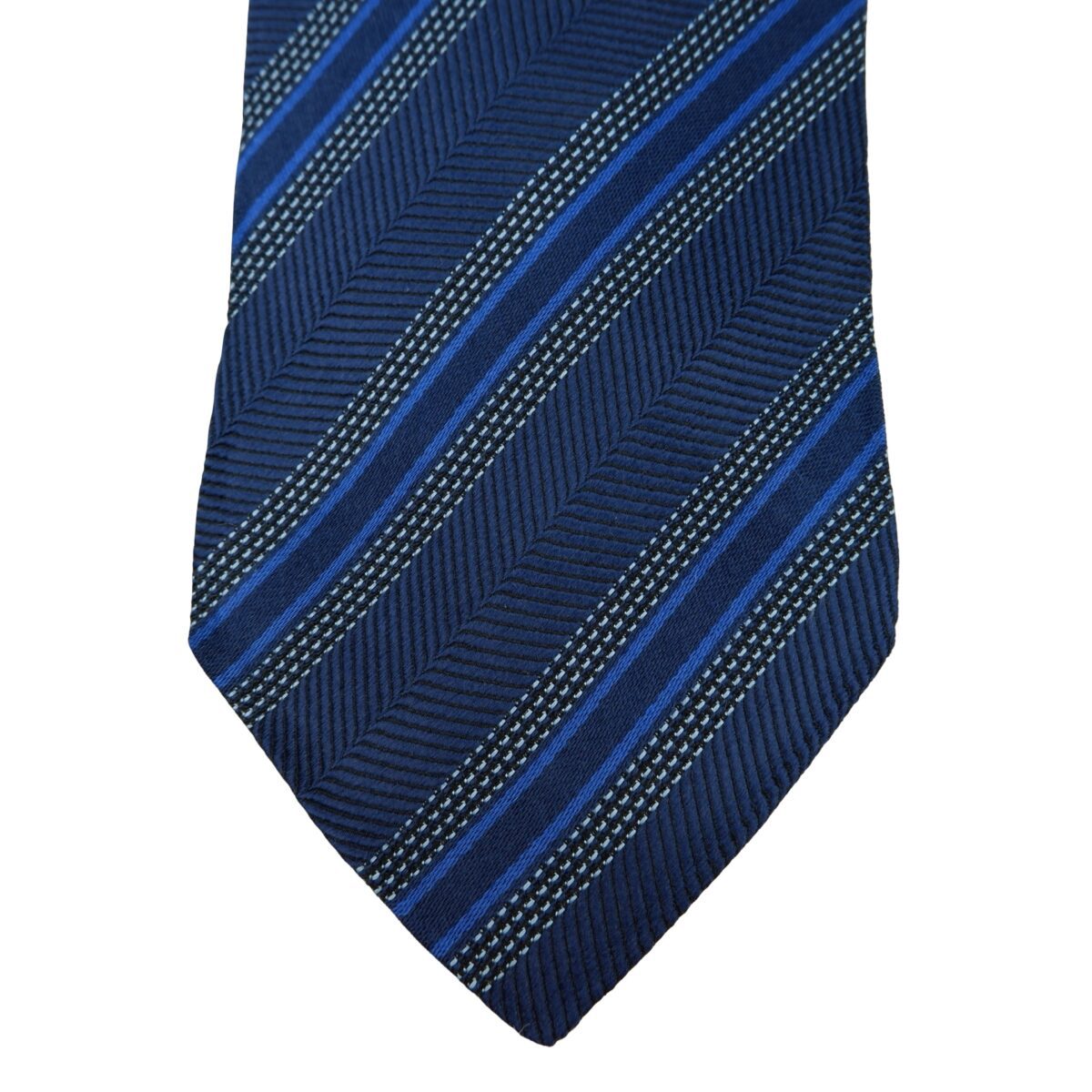 a16182 6 Hugo Boss Tie Silk Blue Stripe Italy (US Import Tax Included) มุมที่ 6
