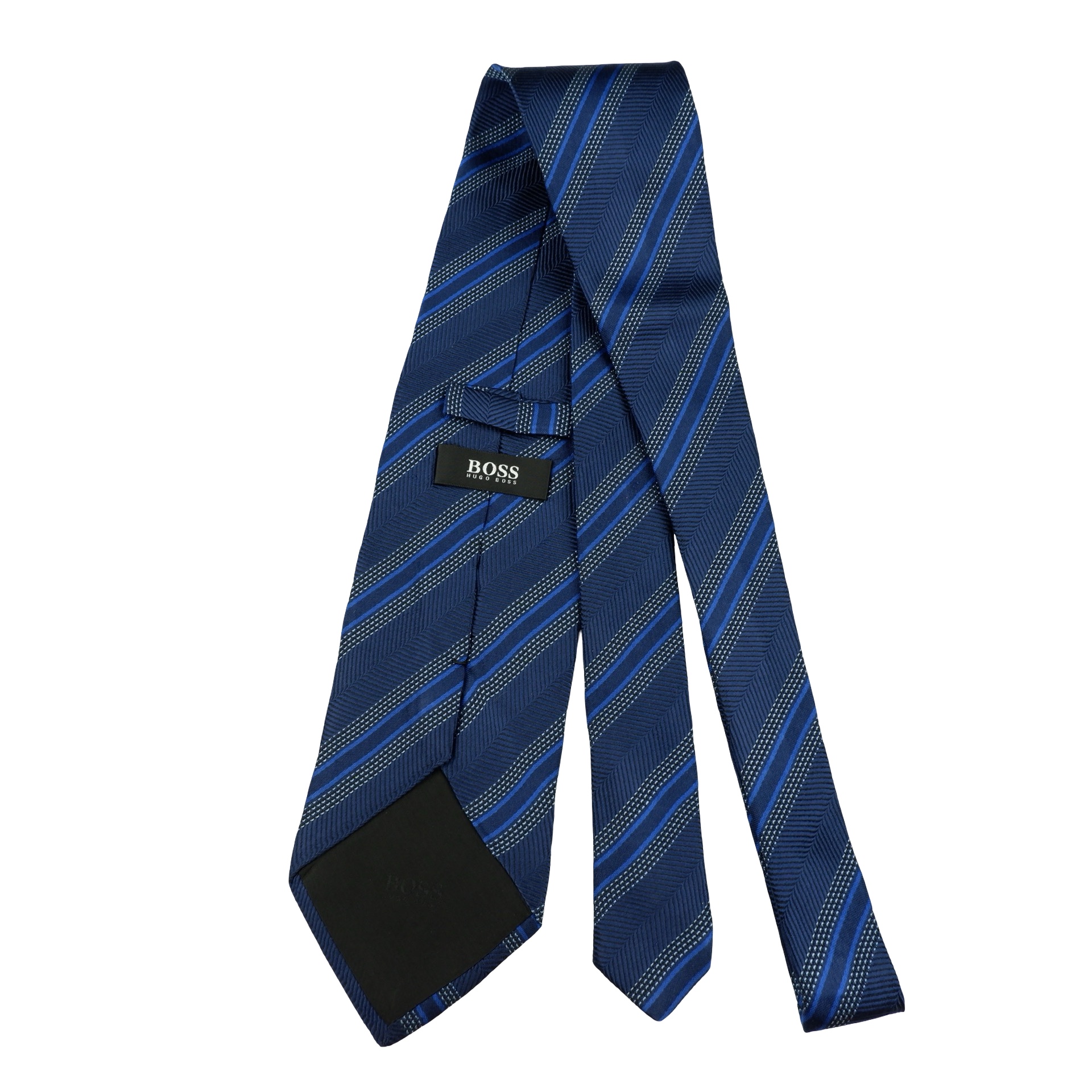a16182 7 Hugo Boss Tie Silk Blue Stripe Italy (US Import Tax Included) มุมที่ 7