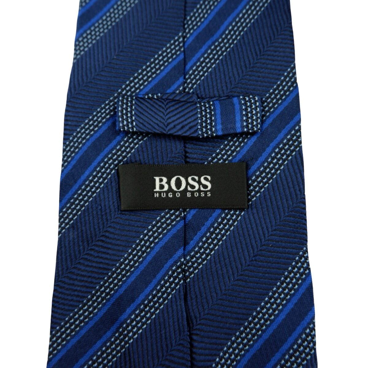 a16182 9 Hugo Boss Tie Silk Blue Stripe Italy (US Import Tax Included) มุมที่ 9