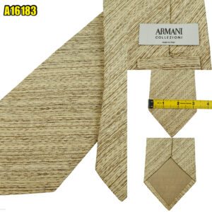 Armani Collezioni Tie Silk Beige Stripe Italy (US Import Tax Included) มุมที่ 1
